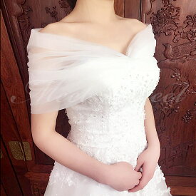 即納 ドレスアレンジ ウェディングボレロ パーティーボレロ ウエディングショール 二の腕カバー 胸カバー 露出控えめ ウェディングドレスアレンジ ウエディングドレスアレンジ 花嫁 結婚式 ブライダル 二次会 披露宴 発表会 演奏会 お色直し 前撮り 後撮り オフホワイト