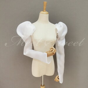 ドレスアレンジ 取り外し袖 付け袖 つけ袖 長袖 ロングスリーブ オーガンジー 二の腕カバー ウェディングドレスアレンジ ウエディングドレスアレンジ アレンジ小物 花嫁 結婚式 ブライダル