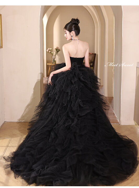 楽天市場】カラードレス プリンセスライン ブラック 黒 フリル ベア  