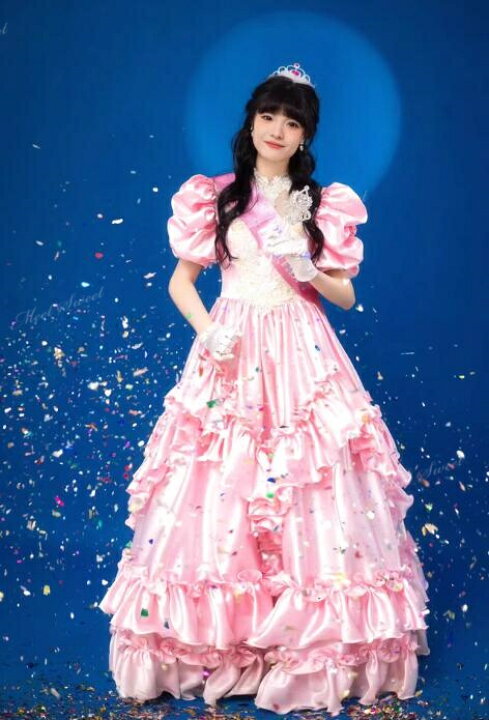 楽天市場】カラードレス ピンク パフスリーブ ウェディングドレス 前  