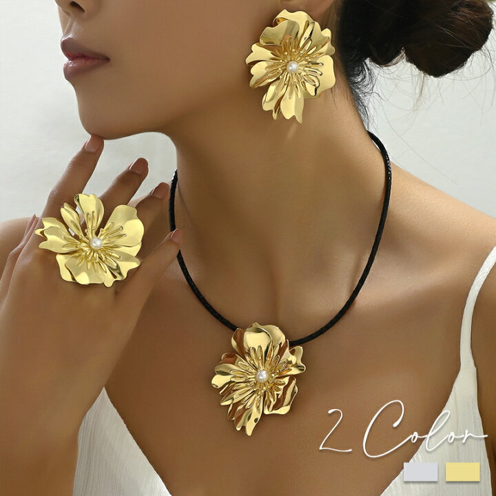 楽天市場】ネックレス ピアス リング 3点セット ネックレスセット 