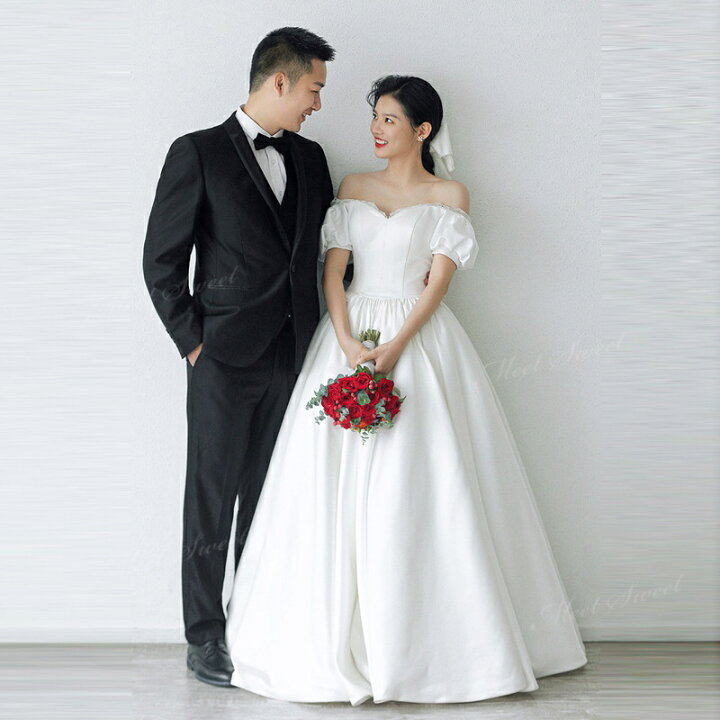 楽天市場】ウェディングドレス オフショルダー バルーンスリーブ オフ 