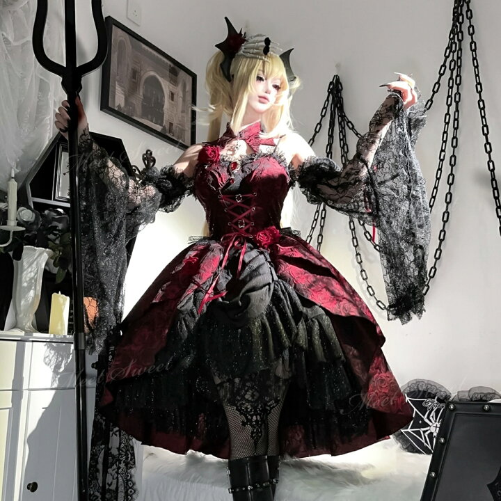 楽天市場】ゴスロリ 2way ゴシック ロリータ ドレス バラ ローズ 花柄 