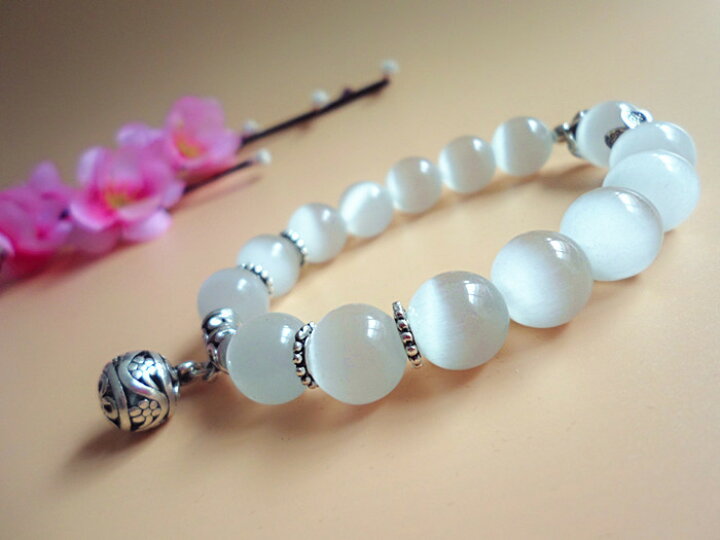 楽天市場】キャッツアイ白天然石○パワーストーン＆天然石ブレスレット  