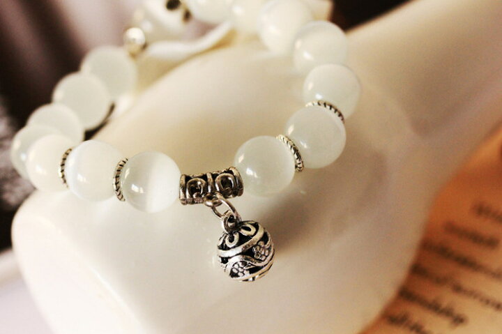 楽天市場】キャッツアイ白天然石○パワーストーン＆天然石ブレスレット  