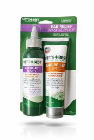 【VET'S BEST】ベッツベスト 【イヤーリリーフキット】 イヤーリリーフウオッシュ118ml イヤーリリーフドライ56g 犬猫用 耳 足の裏 掻く 舐める 耳洗浄 ウイッチヘーゼル カモミール ユッカ クローブオイル ティーツリーオイル エキナセア アロエベラ マラセチア 真菌症