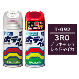 ソフト99 ボデーペン（スプレー塗料） 【T-092】 TOYOTA（トヨタ）/LEXUS（レクサス）・3R0・ブラキッシュレッドマイカ とクリアーのセット