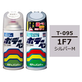 ソフト99 ボデーペン（スプレー塗料） 【T-095】 TOYOTA（トヨタ）・1F7・シルバーM とクリアーのセット