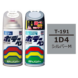 ソフト99 ボデーペン（スプレー塗料） 【T-191】 TOYOTA（トヨタ）・1D4・シルバーM とクリアーのセット