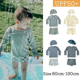 【お買い物マラソンポイント10倍】 長袖 水着 子供 子ども用 水着 男の子 女の子 上下セット スイムキャップ付き スイムウェア 3点セット こども 水着 日焼け防止 ベビー 幼児 幼稚園 キッズ 小学生 かわいい 海 プール 砂遊び アウトドア おうちプール 80cm 90cm 100cm