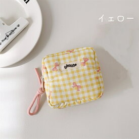 サニタリーポーチ チェック柄 全5色 11cm×11cm バレない ナプキンポーチ ミニポーチ ファスナーポーチ ファスナー開閉 軽量 コスメ入れ 小物入れ イヤホン入れ ヘアゴム入れ 化粧品入れ 可愛い 韓国風 小学生 中学生 便利 スクエアポーチ 女の子用 レディース INS風 人気