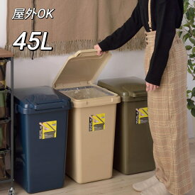 【本日限定300円OFFクーポン＋P2】ごみ箱 ゴミ箱 45リットル 45L【日本製】 分別 屋外 スリム ふた付き フタ キッチン 北欧 ダストボックス ワンハンドペール インテリア 蓋つき リビング 縦型 連結 ゴミ袋 寝室 洗面所 台所 一人暮らし おしゃれ 外置き 袋止め