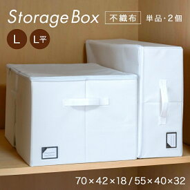 収納ボックス 折りたたみ Lサイズ 布 衣類収納 小物収納 無地 衣類 洋服 約幅55×奥行40×高さ32cm 衣装ケース 省スペース 一人暮らし 折りたたみ 衣類ラック 下着 大容量 白 ホワイト メッシュ ポケット 不織布 2個セット かわいい