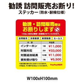 勧誘・訪問販売 対応料金発生します 【マグネット・プレート加工可】 100x100mm