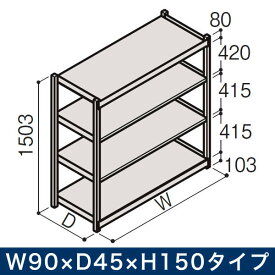 業務用 イトーキ ボルトレス軽中量ラック RL型[単体]/開放型 150kg仕様 W90×D45×H150タイプ 棚板4段 [ 自社便 開梱 設置付 ]