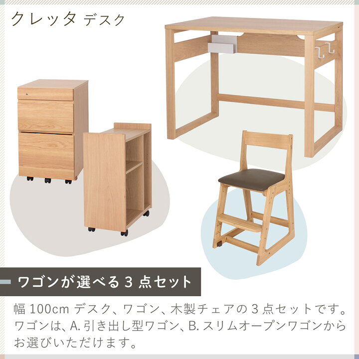楽天市場】学習家具 3点セット ( 学習机 + 木製チェア + 引き出し型 