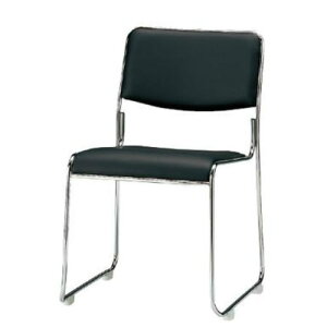 TOKIO スタッキングチェア ミーティングチェア 会議用イス 会議チェア メッキ脚 肘なし ビニールレザー張り 4脚セット FSC-15ML-S-SET