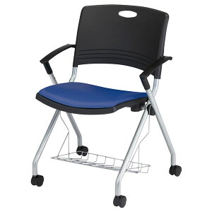 TOKIO ミーティングチェア 椅子 会議イス 会議用チェア 4本脚キャスター付き 棚付き 肘付き ビニールレザー張り 4脚セット FNC-TK5AL-S-SET