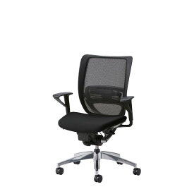 オフィスチェア 事務椅子 デスク用チェア 椅子 SFRチェア アルミ脚 固定肘付 背メッシュ座クッション SFR-A85RB