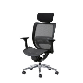 オフィスチェア 事務椅子 デスク用チェア 椅子 SFRチェア アルミ脚 3WAY可動肘付 ヘッドレスト付き 背 座メッシュ SFR-H98