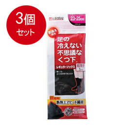 3個まとめ買い 足の冷えない不思議なくつ下　レギュラーソックス超薄手　ブラック　23-25cm メール便送料無料 × 3個セット