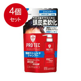 【4個まとめ買い】 PRO TEC(プロテク) 頭皮ストレッチ シャンプー 詰め替え 230g×1個(医薬部外品) メール便送料無料 × 4個セット