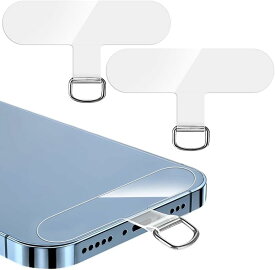 ストラップホルダー スマホ ストラップホール 透明パッチ ネックストラップ 落下防止 首掛け 斜めがけ 肩掛け 首かけ 携帯ストラップ iphone android 薄型 一体成形 耐久性 全機種対応 2枚セット