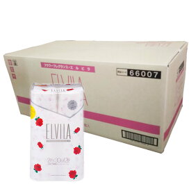 【ケース販売】 トイレットペーパー エルビラ 薔薇 ダブル30m×12ロール 8パック入 [四国特紙]（3101068）