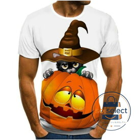 パンプキン ハロウィン Tシャツ カボチャ 猫 クルーネック 男女兼用 メンズ レディース 仮装 かぼちゃ 笑うカボチャ