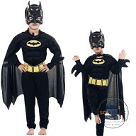 ハロウィン コスチューム キッズ3点セット 子供 男の子 お面付 マント付き かっこいい マッチョ バットマ…