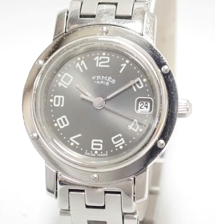 楽天市場】HERMES エルメス クリッパー CL4.210 SS グレー 腕時計 中古 