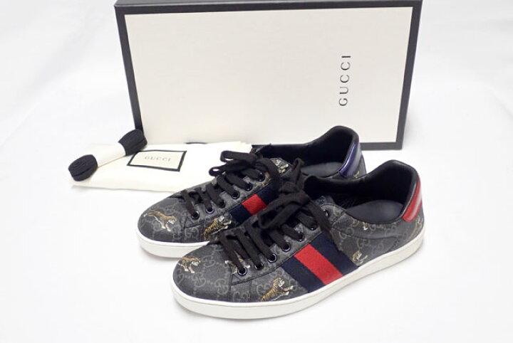 楽天市場】GUCCIエースGGスプリーム タイガー メンズ スニーカー 黒 