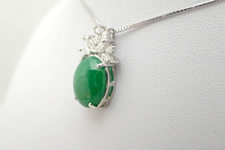 楽天市場】ペンダントネックレス PT900/K18WG ヒスイ6.25ct D0.390ct  