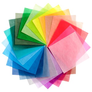 24色カラーグラシンペーパー単色ばら売り10枚単位150×150mm透ける折り紙サイズ半透明薄葉紙