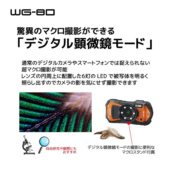 楽天市場】RICOH リコー デジタルカメラ WG-80 ブラック/オレンジ