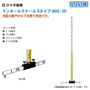 大平産業 マンホールスケール Rタイプ 5.2m3段 MHS-5R【日本製 マンホールスタッフ 下水管用スタッフ 全縮2090mm 管頂測定 管底測定 971-0303】※商品画像はMHS-3R(3.5m2段)です。