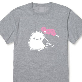 【しまえながTシャツ】シマエナガTシャツ シマエナガ桜半袖Tシャツ 全3色 さくらTシャツ サクラTシャツ 小鳥デザイン 鳥デザイン しまえながグッズ とりTシャツ シマエナガデザイン