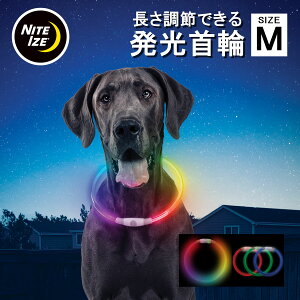 光る犬用首輪 M ペット 光る 首輪 犬 猫 LED ライト 散歩 夜 事故防止 安全グッズ おしゃれ かわいい ペットグッズ ペット用品 小型犬 サイズ調整 自由 イヌ ネコ 安全 充電タイプ ナイトハウル