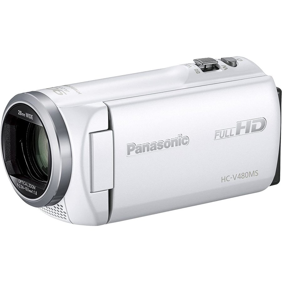 Panasonic デジタルハイビジョン 受注生産品 ビデオカメラ ホワイト 高倍率90倍ズーム パナソニック ラッピング可 HC-V480MS-W 日本全国 送料無料