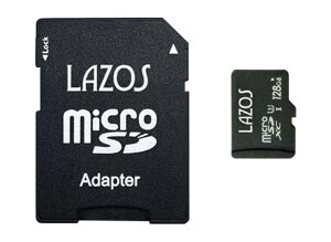 LAZOS \X microSDXC [J[h 128GB UHS-I U3 CLASS10 L-B128MSD10-U3 KW chm[bsOs]