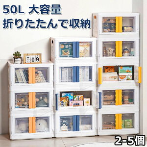 【クーポン利用で6,732円!10/30まで】収納ボックス 折りたたみ コンテナ ボックス フタ付き 56L大容量 収納ケース プラスチック 半透明 衣装ケース 前開き おしゃれ クローゼット 押し入れ収
