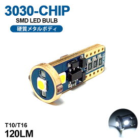 JF3/JF4 N-BOX カスタム含む LED ナンバー灯 T10/T16 ウェッジ メタルボディ 1.8W 3030チップ 3連 6000K/ホワイト/白 1個入り