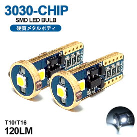 80系 前期/後期 エスクァイア LED ナンバー灯/バックランプ T10/T16 ウェッジ メタルボディ 1.8W 3030チップ 3連 6000K/ホワイト/白 2個入り