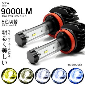 20系 前期/後期 ヴェルファイア LED ハイビーム HB3/9005 25W 9000ルーメン 4500lm×2 ZESチップ搭載 デュアル発光 5色切替 3000K/4300K/6500K/8000K/10000K