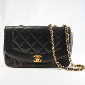 【6/30まで限定！ポイント7倍】【中古】 CHANEL シャネル マトラッセ ダイアナ 22 ラムスキン チェーンショルダー ショルダーバッグ ブラック レディース 良品