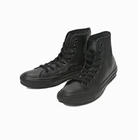 【数量限定】【CONVERSE】LEA ALL STAR HI 1C075 BLACK MONOCHROME ブラックモノクローム コンバース レザーオールスター ハイカット 定番モデル コアカラー (JPN)日本正規品 メンズ レディース スニーカー 大人靴