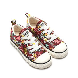 【SALE】【CONVERSE】CHILD ALL STAR N TROPICA SLIP OX 3SC536 RED コンバース チャイルド オールスター N トロピカ スリップ OX レッド スリッポン スニーカー キッズ 子供靴 花柄 2WAY スリップ仕様 南国 トロピカル