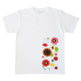 中原淳一 Tシャツ　美しき花々　ホワイト　サイドプリント