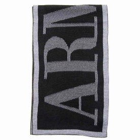 アルマーニジーンズ マフラー 934106 CD715 03320 ブラック×グレー ARMANI JEANS メンズ ロゴ 秋冬 防寒 カジュアル コーデ 10代 20代 30代 40代 50代