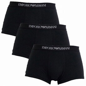エンポリオアルマーニ ボクサーパンツ 3枚組 3PACK PURE COTTON TRUNK 111610 CC722 ピュアコットン アンダーウェア 3枚セット 箱入り ロゴ 彼氏 父 男性 ギフト プレゼント メンズ ブラック グレー ネイビー EMPORIO ARMANI